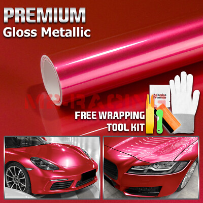 Gloss Metallic Rose Red Candy Decal Car Vinyl Wrap Film Sticker Sheet Sparkle