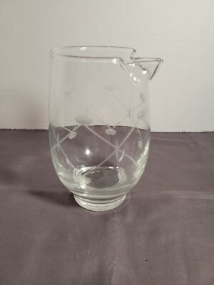 Mini Pitcher Bar Vintage Mid-Century Libbey Etched Cut Glass Mini Pitcher Pinch Spout 5. ...