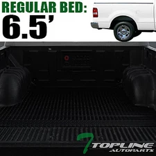 Topline For 2004-2014 Ford F150 6.5 Feet Rubber Truck Bed Trunk Mat Liners - Blk
