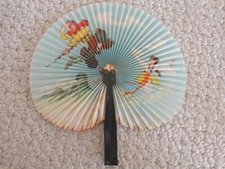 Oriental Designed Hand-Held Fan that Folds into the handle (#0936) 