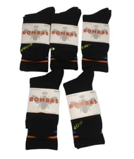 5 Pair Bombas Crew Socks Black Multi Color Honeycomb Arch Cushioned Knit Youth M
