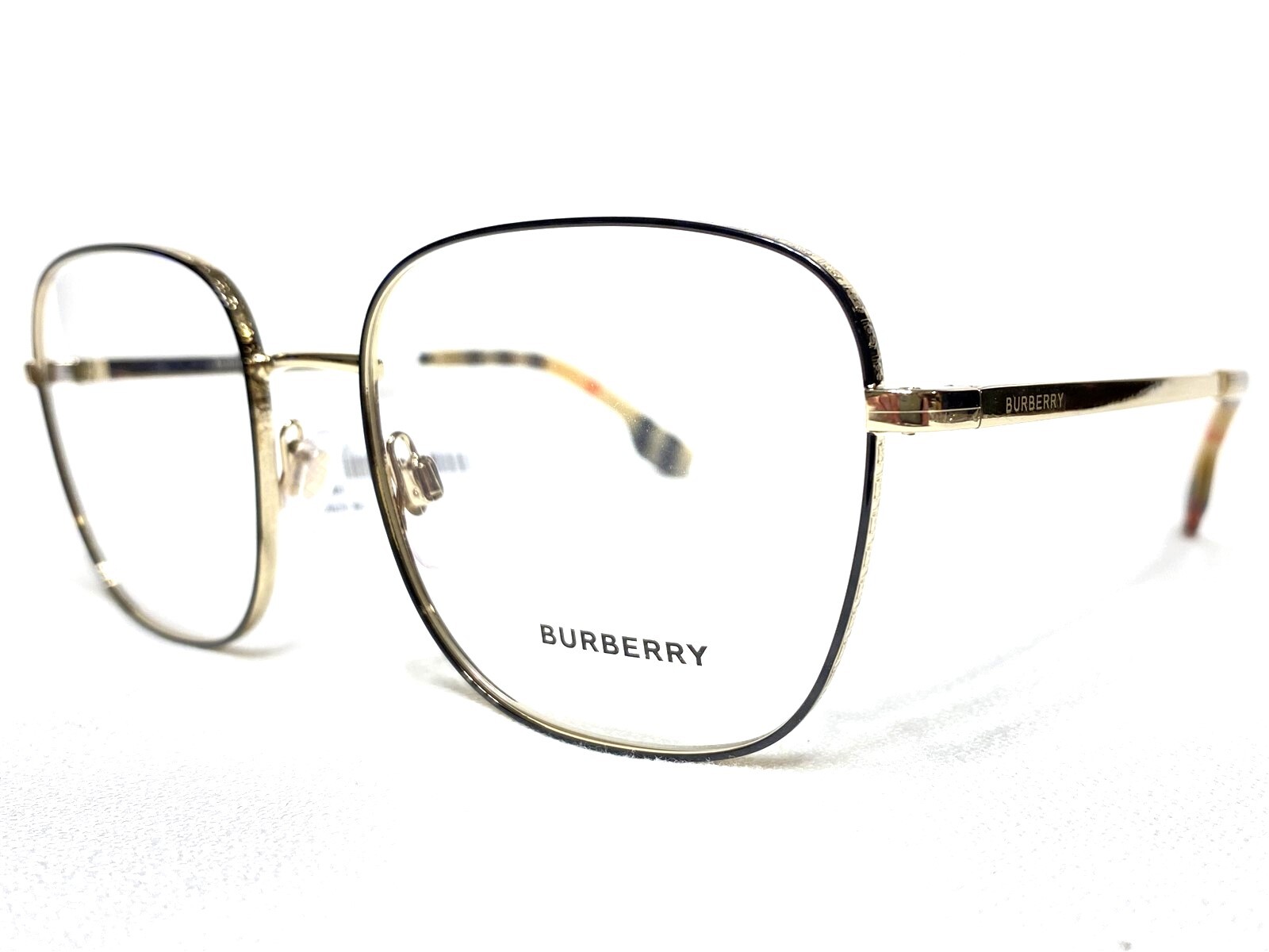 NEW Burberry BE1347 1109 Womens Pale Gold Black Square Eyeglasses new-burberry-be1347-1109-womens-pale-gold-black-square-eyeglasses