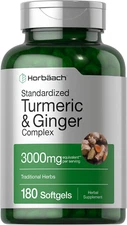 Horbäach Turmeric and Ginger Supplement | 3000 Mg 180 Softgel Pills | with Black