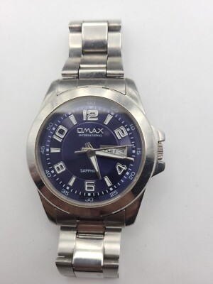 QMAX International Blue Dial Stainless Steel Analog Watch New Battery