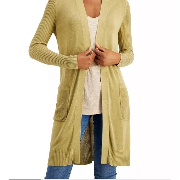 Olive duster cardigan top