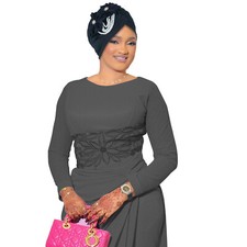 African Women Flower Headwrap Cap Pleated Beads Turban Muslim Headscarf Beanie