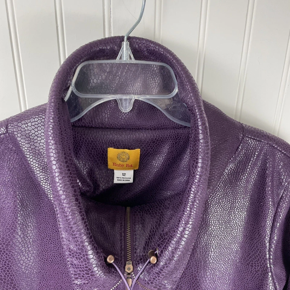 Ruby Rd Womens Faux Crocodile Purple Jacket Size 12 - Image 2 of 4