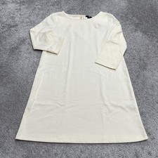 H&M Long Maxi Shift Dress Womens Small Ivory Solid Long Sleeve Round Neck Work
