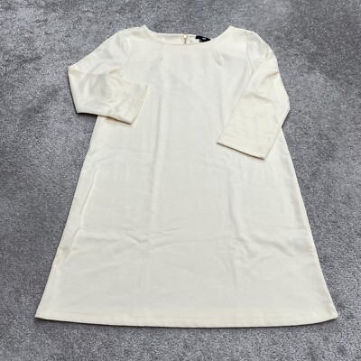 H&M Long Maxi Shift Dress Womens Small Ivory Solid Long Sleeve Round Neck  Work | eBay