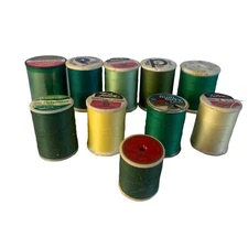 Vintage Green and Yellow Sewing Thread Set of 10 #5