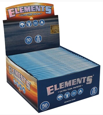ELEMENTS 50 x 32 King Size Slim Blättchen | 1 Box Ultra Thin Papers Drehpapier