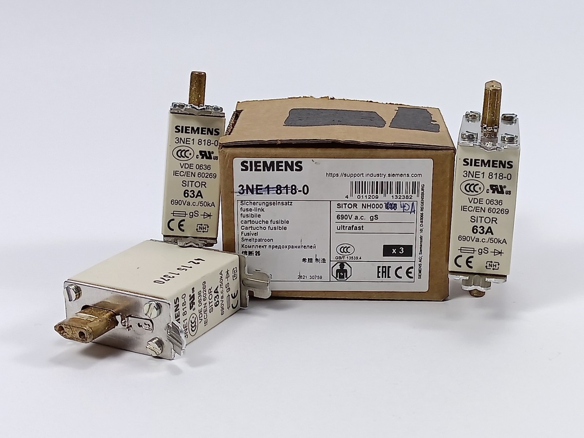 Siemens 3NE1 818-0 Sitor Fuse 63A 690V 3 Pcs. | eBay