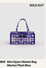 Sandy Liang x BAGGU Mini Nylon Market Bag in Market Plaid Blue