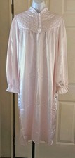   Sz:Med "DELICATES" Satin Nightgown Pink Long MaxiGranny Cottagecore READ