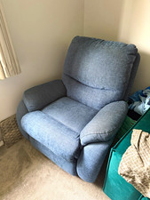 Grey Fabric Upholstered Recliner Armchair Chair for Adults, Indoor, Solid
