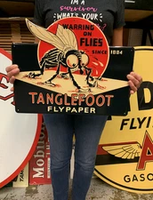Antique Vintage Old Style Sign Tanglefoot Fly Paper Made USA
