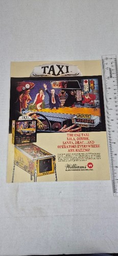 Flyer  WILLIAMS TAXI  PINBALL ARCADE  advertisement original see pic