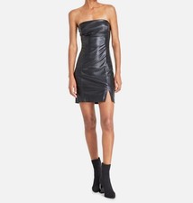 Guess Women's Black Faux Leather Solid Strapless Tanya Bodycon Dress Size 12