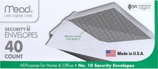 Mead 10 Envelopes, Letter Size, 4-1/8" x 9-1/2", Security Printed Lining Gut