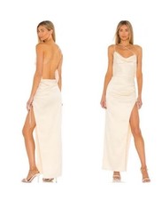 Lovers And Friends Ivory Satin Asymmetrical "Maegan" Dress. Medium