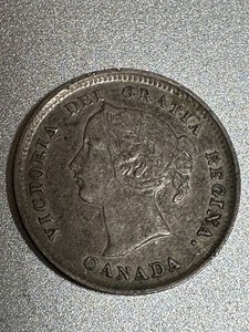 1896 Canada Silver Five Cents Coin Circulated Victoria