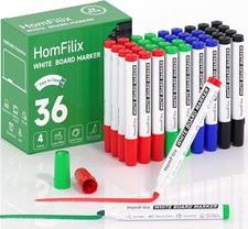 White Board Markers Dry Erase 36 Pack Bulk, 2 mm Fine Bullet Tip, Low-Odor