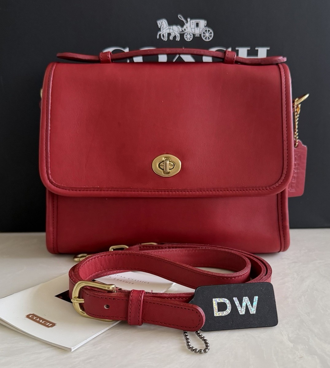 COACH ボディバッグ レッド/ブラウン COACH コーチ ボディバッグ ワンショルダーバッグ 本革 シボ革