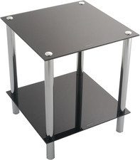 Matrix 2-Tierblack Glass Shelving Rack/Side End Table