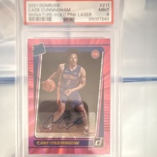 PANINI DONRUSS CADE CUNNINGHAM #211 HOLO PINK LASER AUTO PSA 9 PISTONS