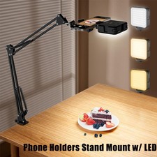 Overhead Phone Mount w/LED Selfie Fill Light Tripod Stand with Flexible Holder