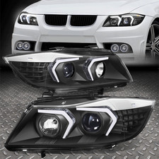 Faros proyectores de señal conmutada LED DRL negros para BMW E90 sedán 05-08