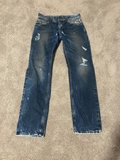 Dolce Gabbana Distressed Mud Wash Logo Denim Size 44 Italian 30 Us