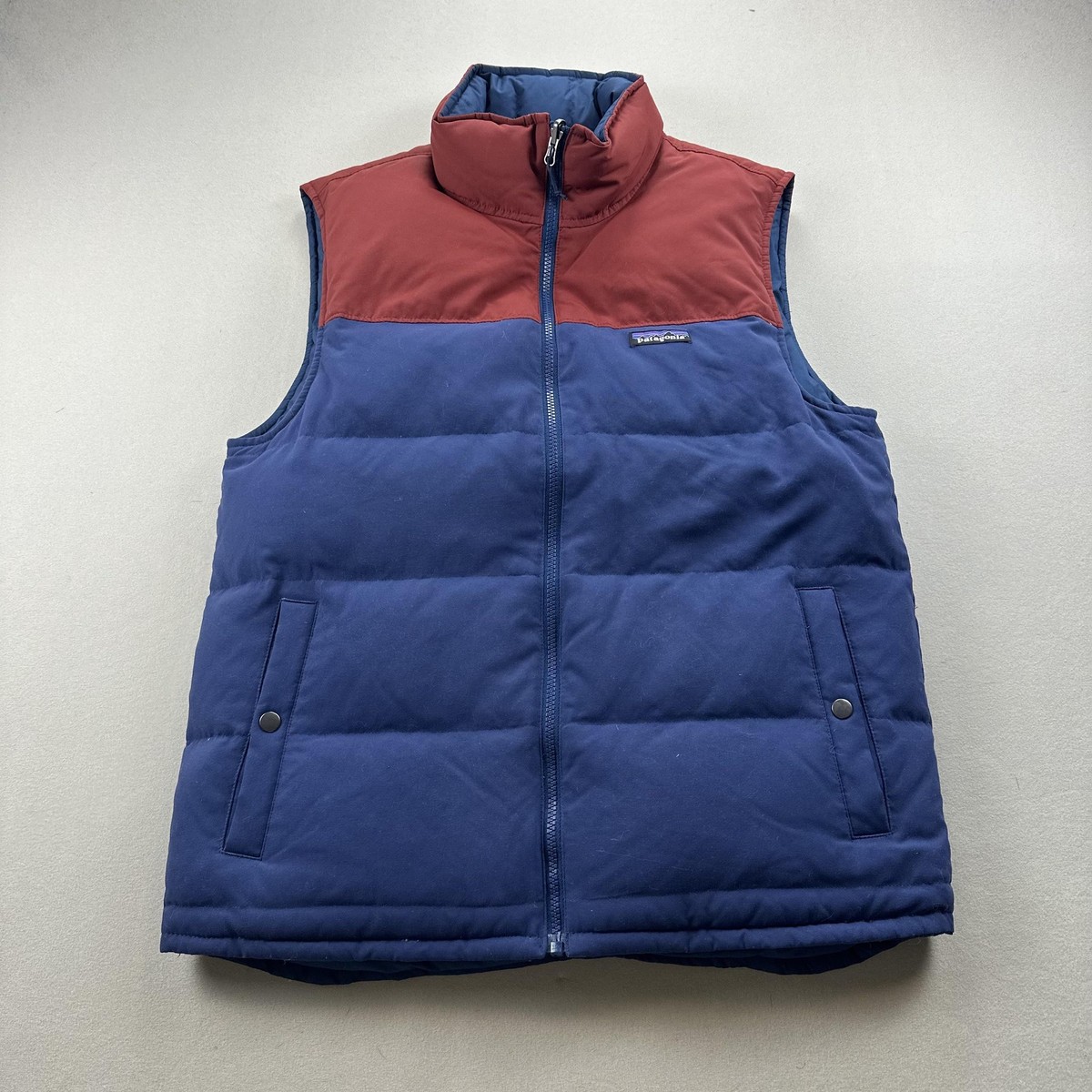 ジャケット・アウター patagonia REVERSIBLE BIVY DOW Patagonia Bivy Down Vest Jacket Mens Medium Blue Red Reversible