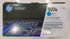 Genuine HP 507A CE401A Cyan Toner Cartridge Open Box and Open Bag