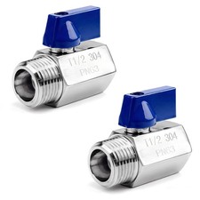 2pcs Mini Ball Valve1/2" NPT Thread 304 Stainless Steel Female and Male Shut-