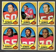 Lot of (6) Post WWII Vintage Cards - 1970 Boston Patriots Football Cards (Nance)