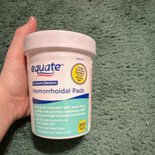 Equate Maximum Strength Hemorrhoidal Pads Witch Hazel 50% 200 Count Exp 03/27