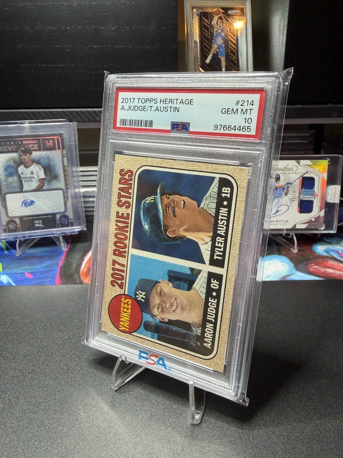 Topps 2017 Heritage Aaron Judge Tyler Austin Yankees Rookie Stars #214 PSA 10