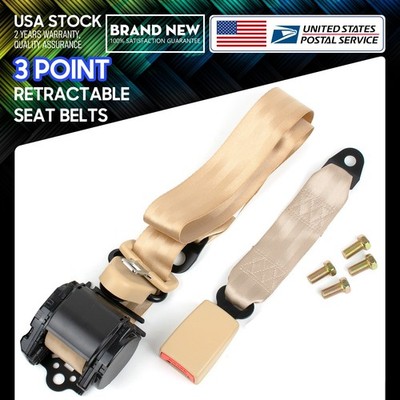 Universal 3 Point Retractable Car Seat Belt Bolt Automatic Safety Strap Kit