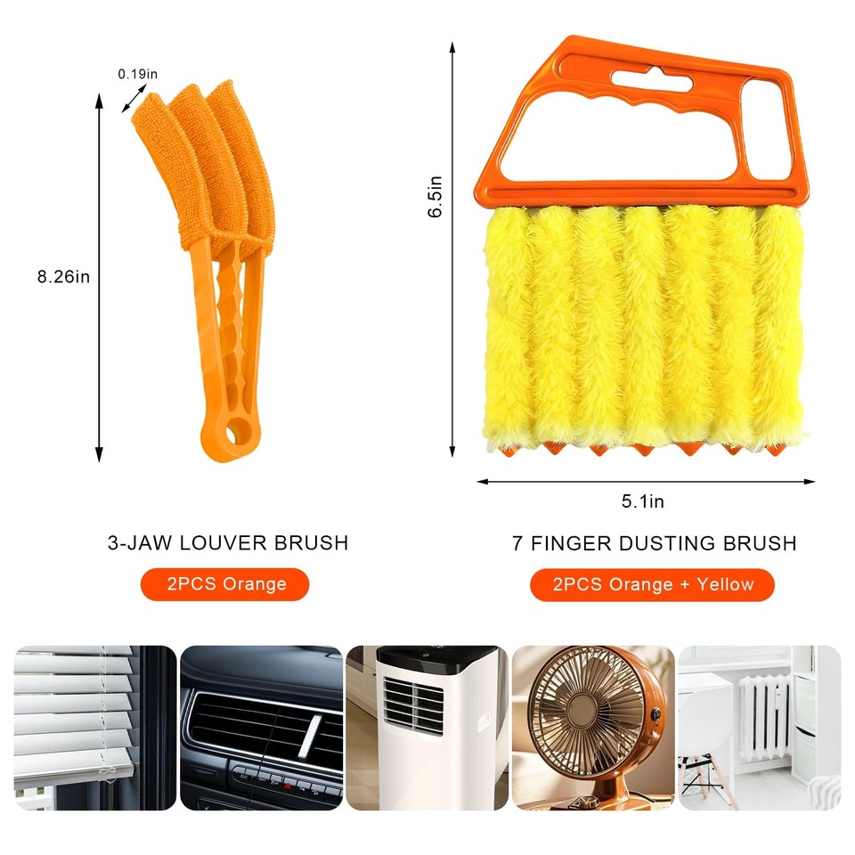 VCYOPN 4 PCS Blind Cleaner Duster Tool, 7 Finger Handheld Window ...