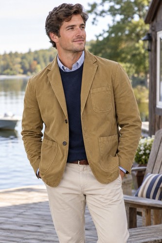 J.Crew, J.Crew Men’s 100% Cotton 2 Button Broken In Chino Blazer Khaki Tan Casual Work