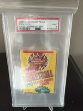 1990-91 Fleer BASKETBALL CARD Unopened Wax Pack PSA 9 Magic Johnson on Top