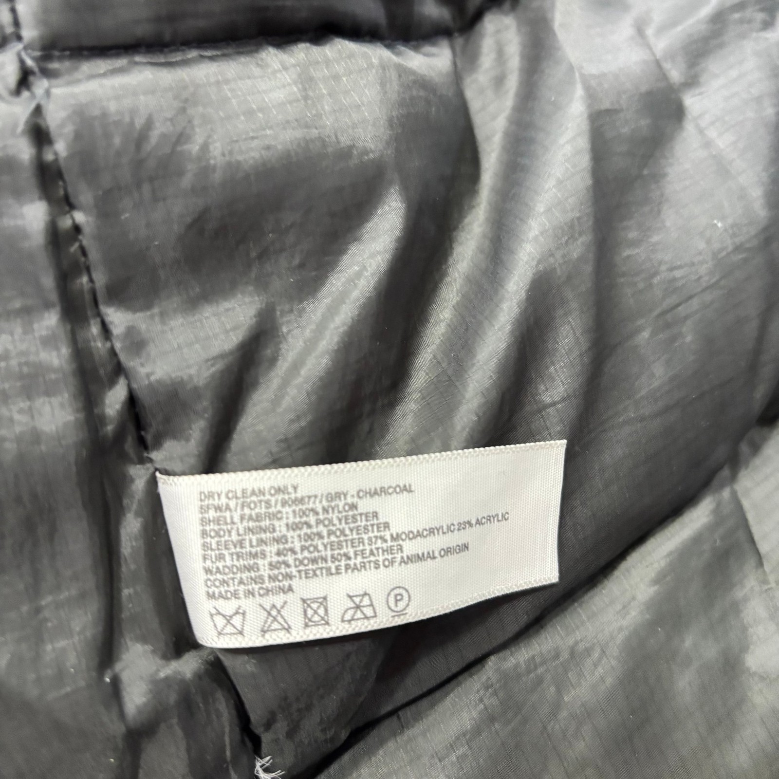 Fat Face Feather Down Parka Coat Size 18 Charcoal Grey Puffer Jacket Fur Trim image 7