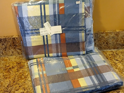 1-PAIR Stanton Rod-Pocket Drapes Poly-Cot Blu-Rust-Burg.-Yel-Grn Plaid 84'' x 84''