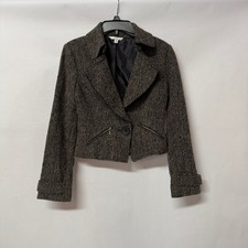 CAbi Cropped Tweed Blazer Women's Size 2 Dark Academia Quiet Luxury