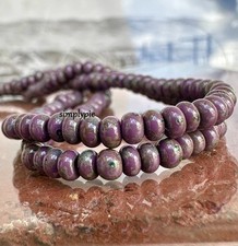 6/0 Czech Aged Lavender Picasso 10-Inch Strand Glass Seed Beads FRO