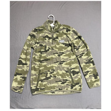 Eddie Bauer Boys 1/4 Zip Pullover Sweater Green Camouflage Fleece Size L