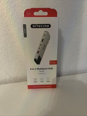 Sitecom 6 in 2 Multiport Hub Silver für MacBook Air   USB-C Adapter   Neu / OVP