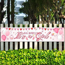 Its a Girl Banner Baby Shower Decorations Welcome Home Horizontal Pink Large Fab