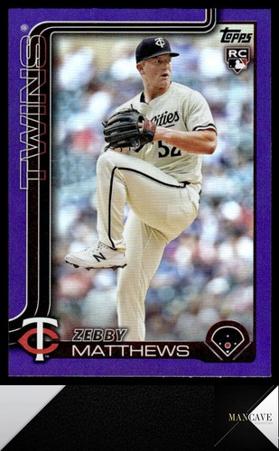 2025 Topps #283 Zebby Matthews Purple Holo Foil #/250 Minnesota Twins